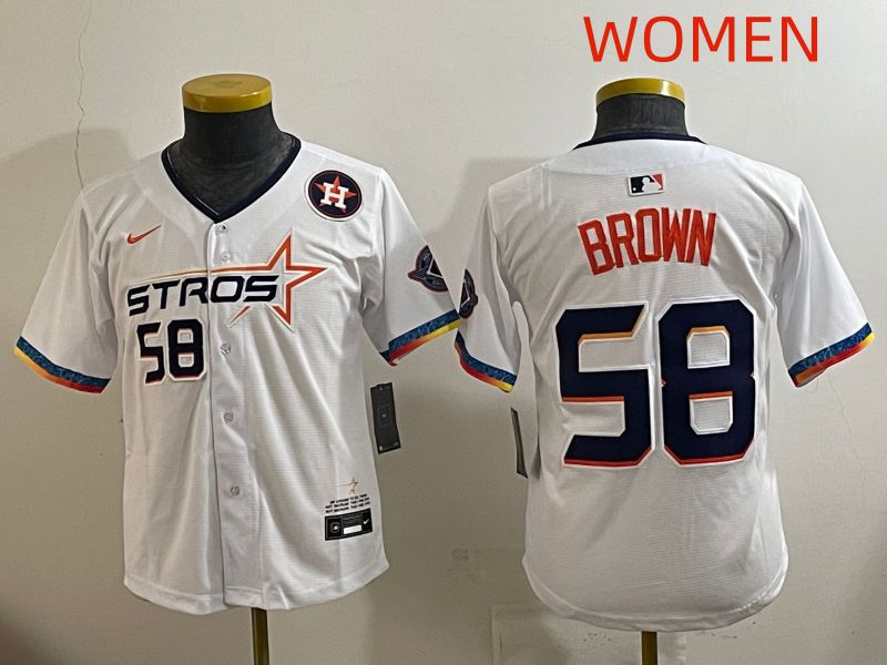 Women Houston Astros 58 Brown White Fourth generation Joint Name 2025 Nike MLB Jersey style 10